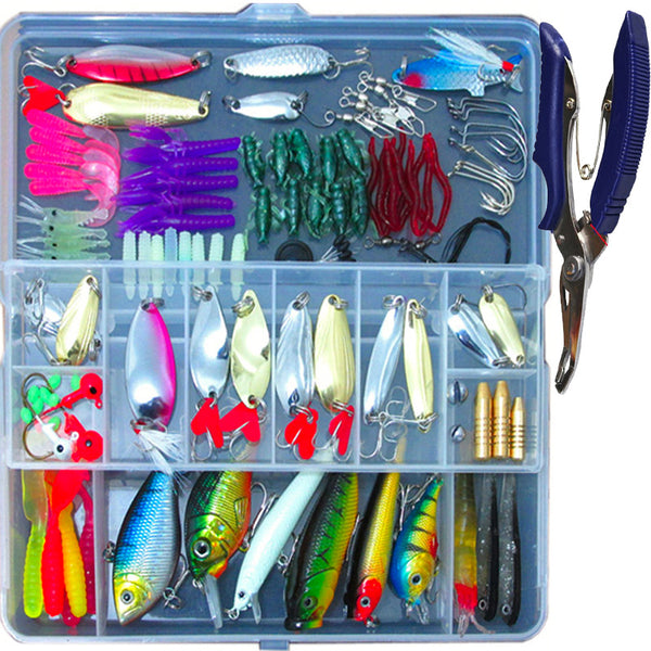 132 Pcs Fishing Lures Set Mixed Minnow Hooks Fish Lure Kit In Box Artificial Bait Fishing - Blue Force Sports