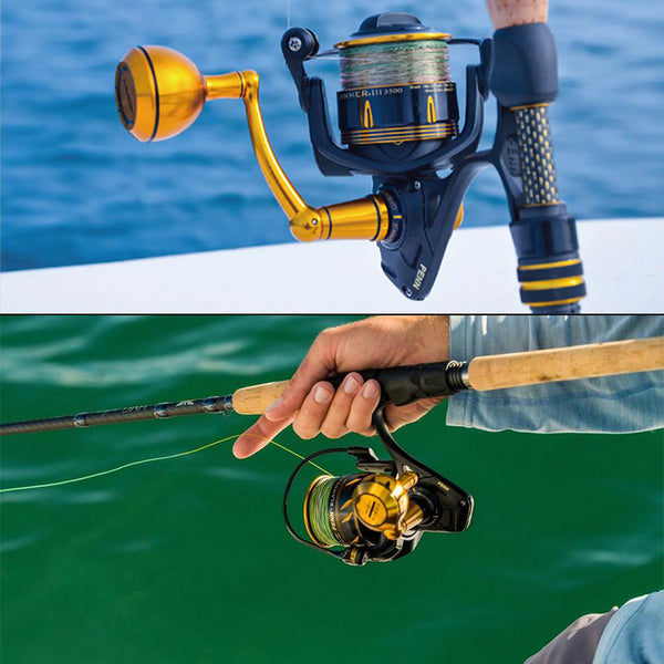 All Metal Sea Fishing Iron Plate Straight Handle Spinning Wheel Fish Wheel - Blue Force Sports