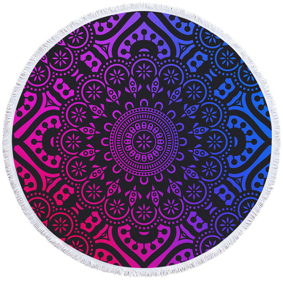 Round Printed Bath Towel Beach Towel Yoga Mat - Blue Force Sports