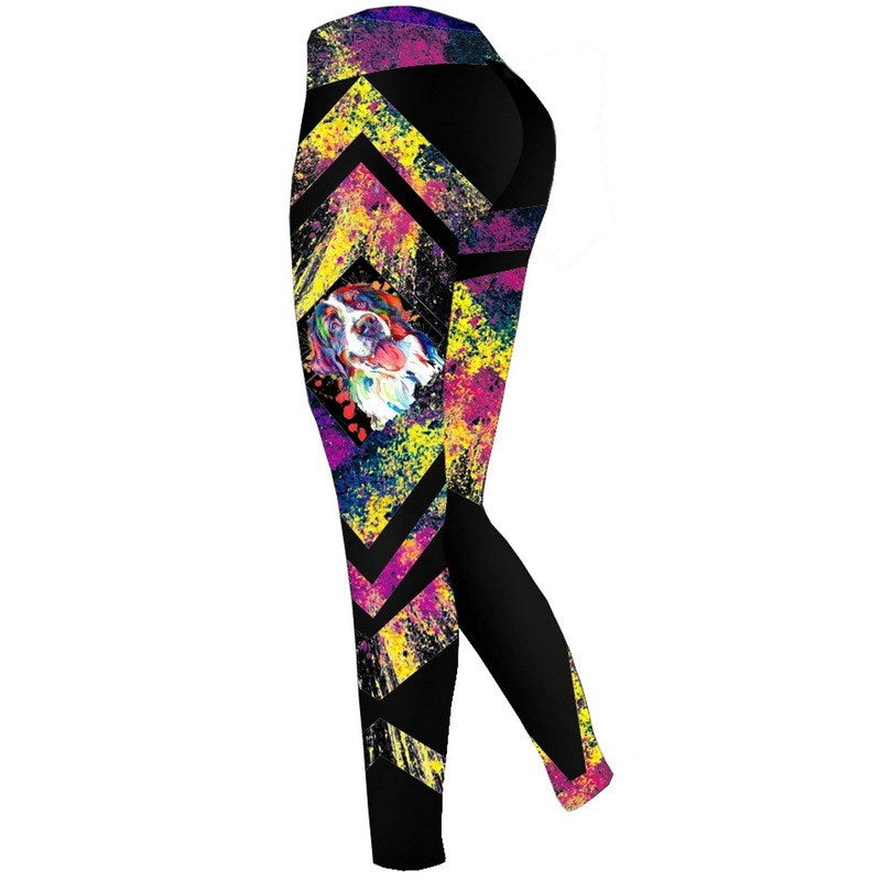 Ms high waist and the geometry dot printing pants - Blue Force Sports