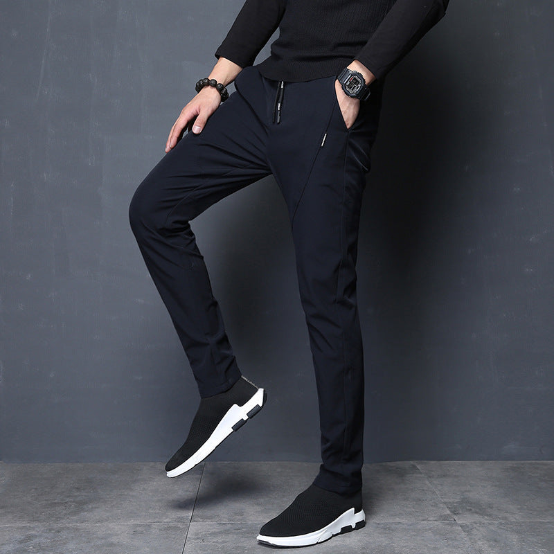 Autumn And Winter No Magnet Iron Iron Velvet Thick Sports And Leisure Trousers - Blue Force Sports
