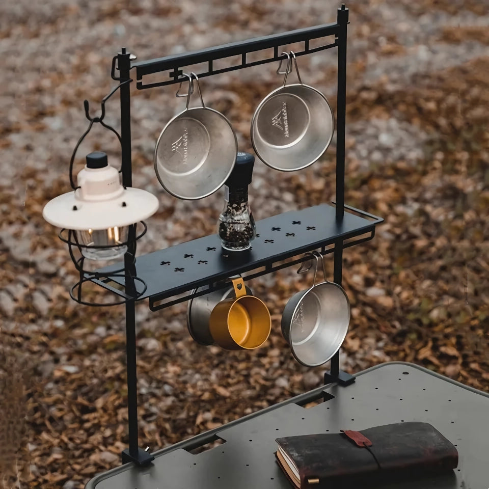 Multifunktionales tragbares Lagerregal für Campingtische