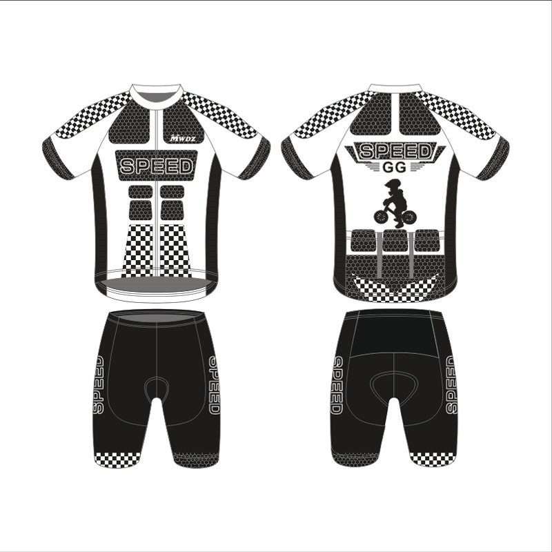 Long And Short-sleeved Thin Cycling Jersey With Balanced Wheels - Blue Force Sports