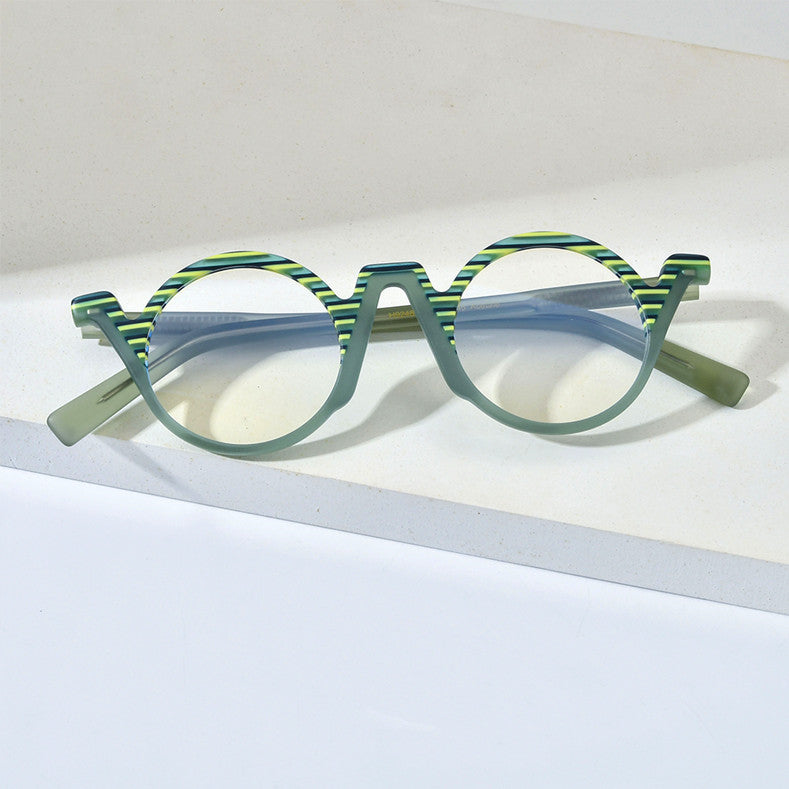 Fashion Retro Round Myopia Frame - Blue Force Sports