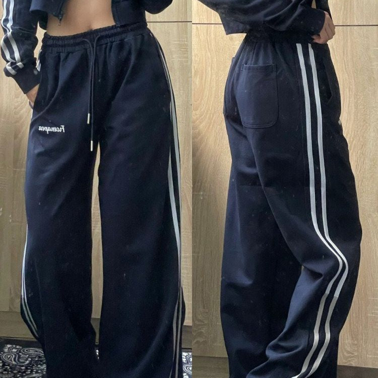 Vintage Striped Hip-hop Casual Pants - Blue Force Sports