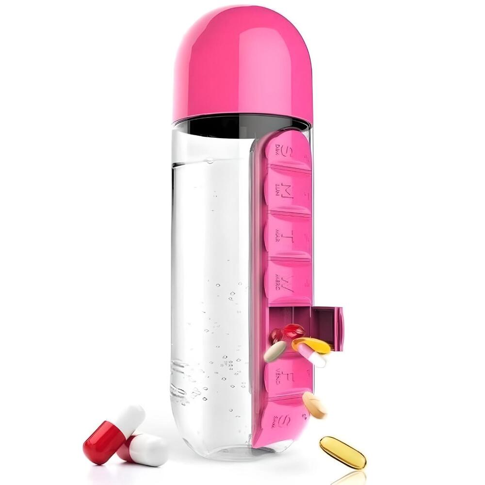 Organizador de botellas de agua 2 en 1 para medicamentos de 600 ml