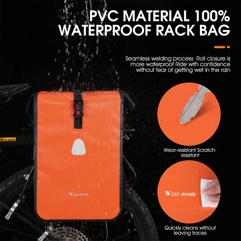 Vollständig wasserdichte Fahrradgepäckträgertasche mit erweiterbarer Kapazität