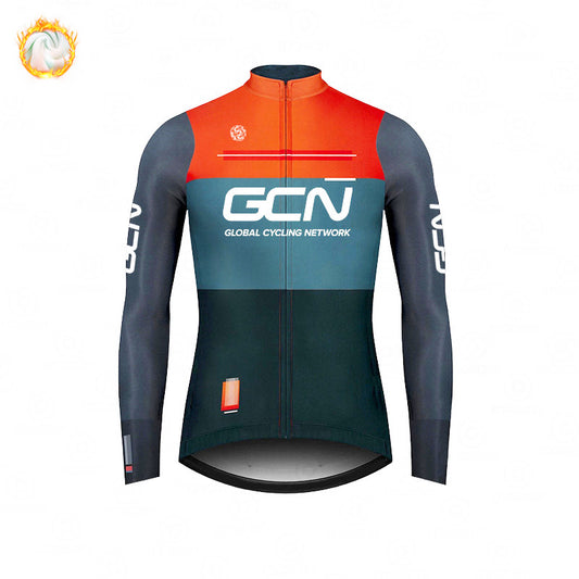 GCN Fleece Long Sleeve Cycling Jersey Cycling Jersey Running Winter New Series - Blue Force Sports