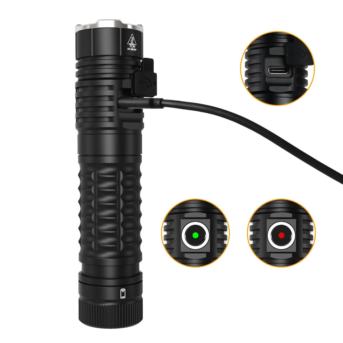 Wiederaufladbare 21700 LED-Taschenlampe, leistungsstarke 4500 lm, IP68, magnetisches Ende, Rückwärtsladung