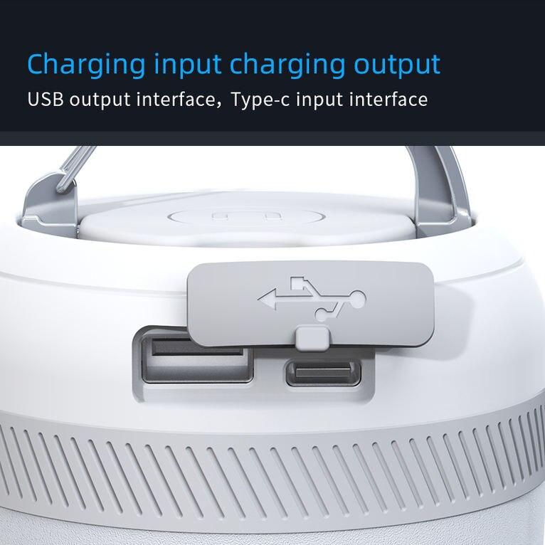 Wiederaufladbare mehrfarbige LED-Campinglaterne mit Powerbank und Notlicht