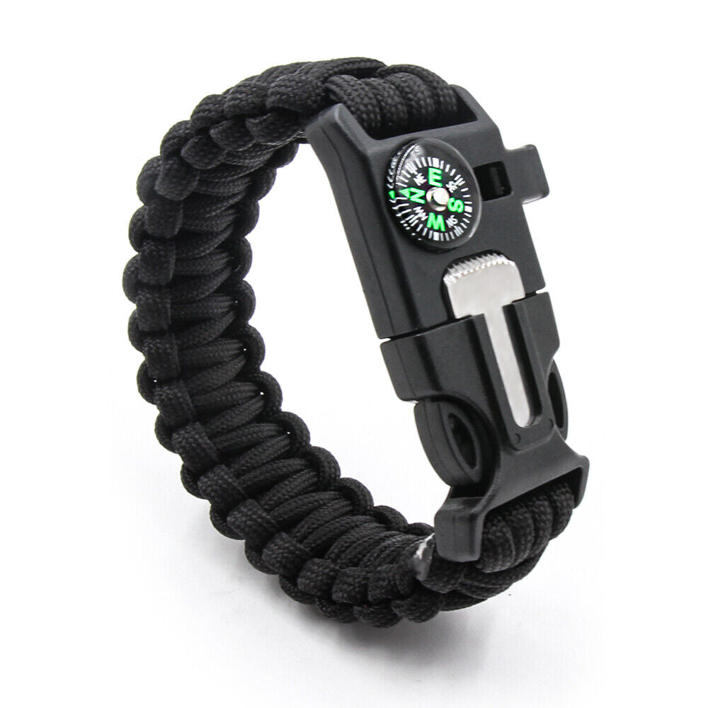 Emergency Paracord Bracelets, Survival Bracelet With Embedded Compass Whistle Survival Fire Starter Scraper Accessories, Suit For Hiking, Camping, Fishing And Hunting - Blue Force Sports