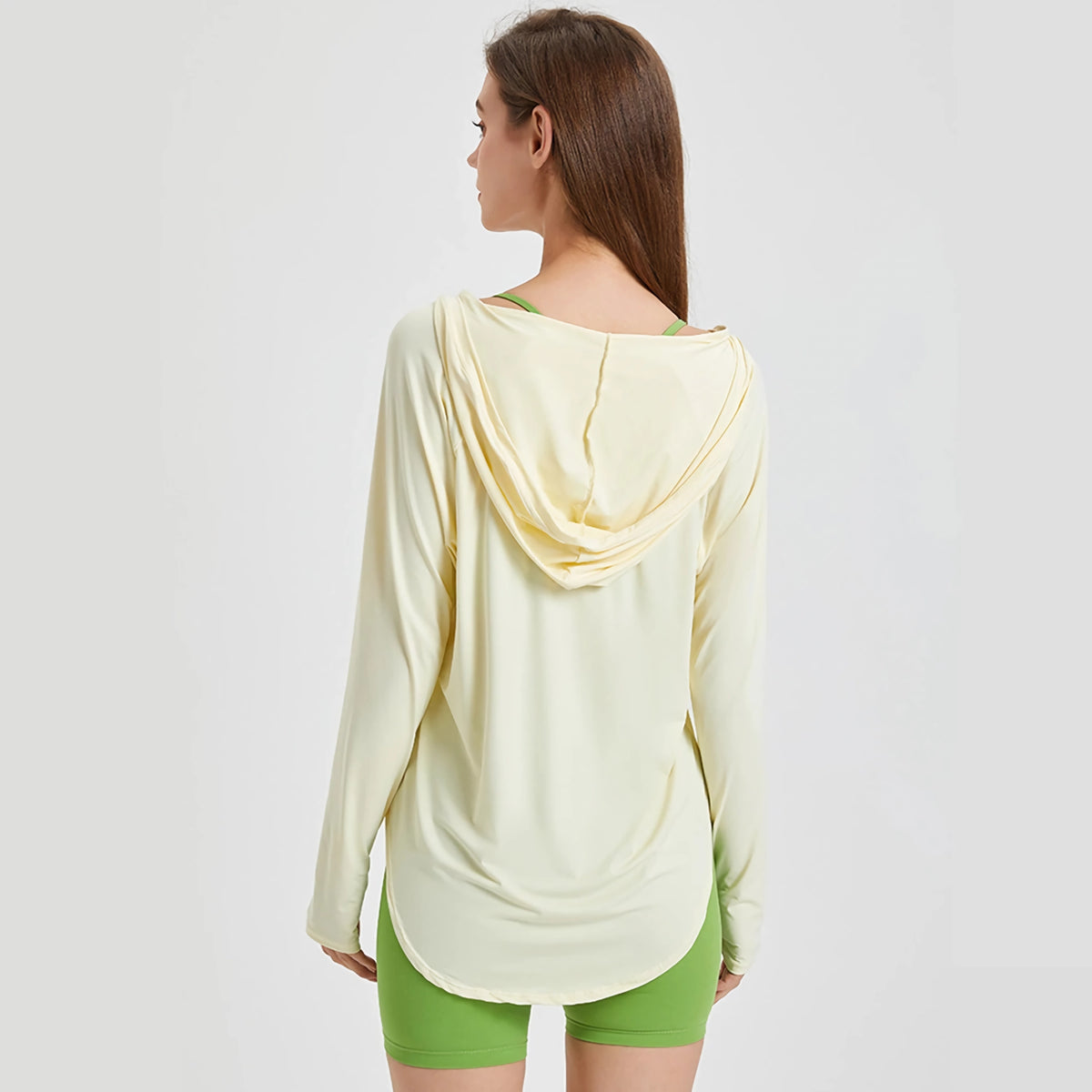Langärmliger UV-Schutz-Yoga-Hoodie für Damen – leichtes, atmungsaktives Workout-Oberteil