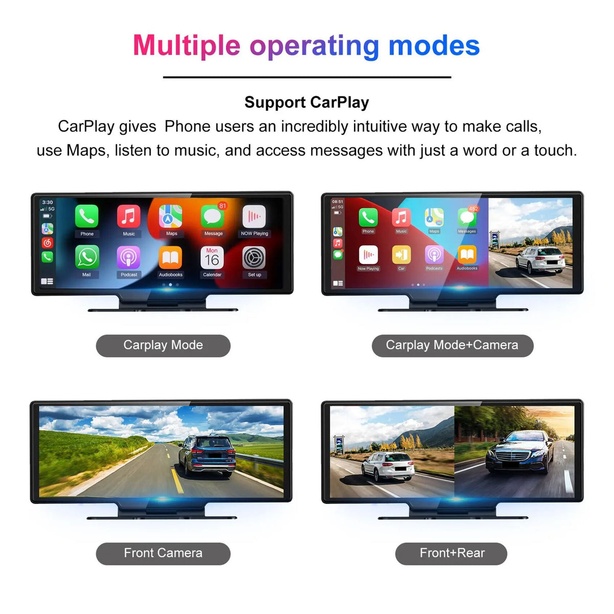 10.26-Inch Touchscreen Dash Cam with Rear Camera