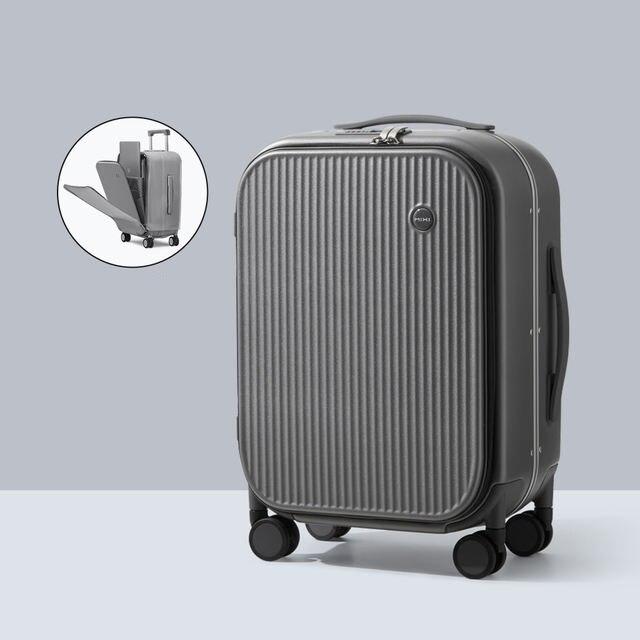 Carry On Suitcase with Aluminum Frame & Front Laptop Pocket, TSA Lock, Spinner Wheels