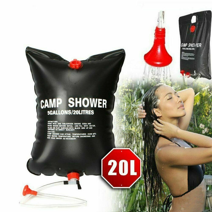 20L Camping Shower Portable Compact Solar Sun Heating Bath Bag Outdoor Travel - Blue Force Sports