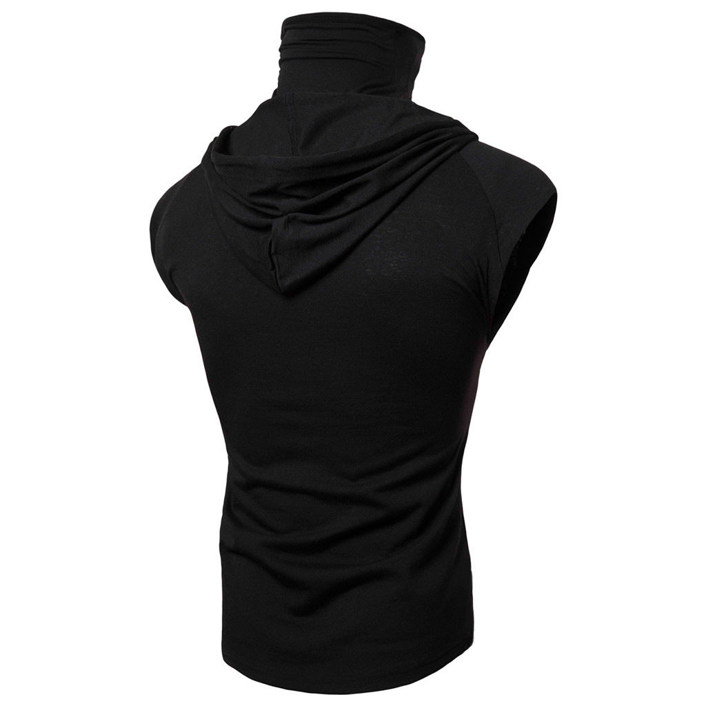 Mens Mask Button Sports Vest Hooded - Blue Force Sports