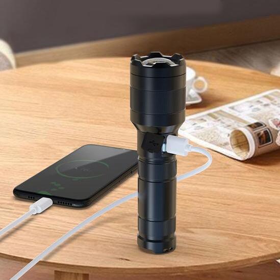 Taktische LED-Laser-Taschenlampe mit großer Reichweite und Powerbank, 1500 m Reichweite, wiederaufladbar