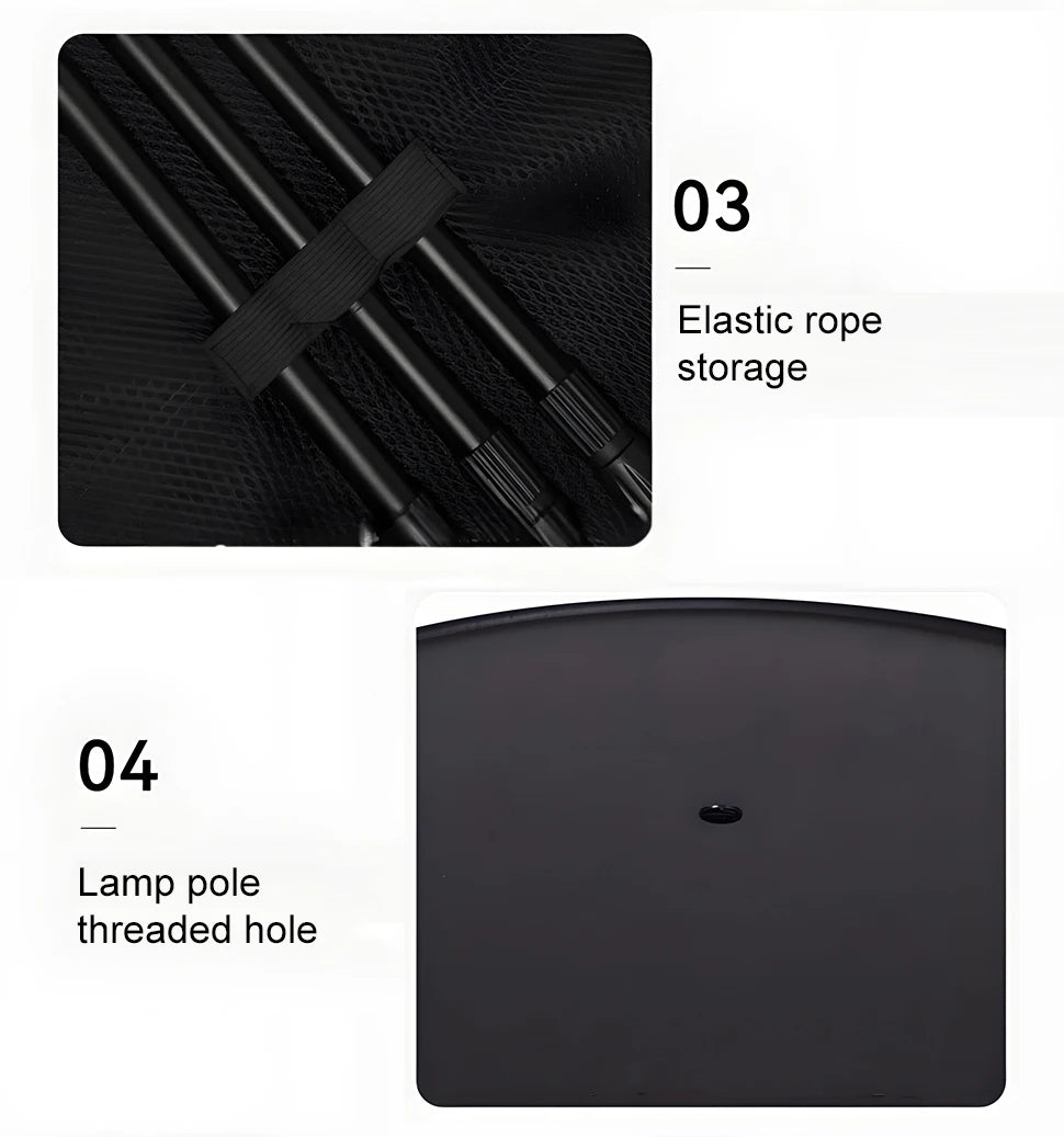 Mesa de camping redonda, ajustable, ultraligera y portátil con soporte de luz