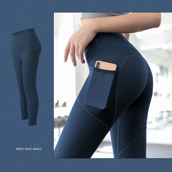 High-waisted abdomen tight high elastic hip pants - Blue Force Sports