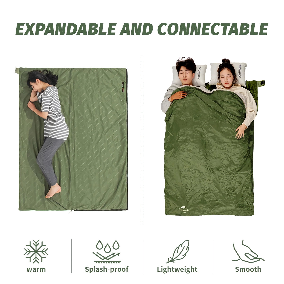 Lightweight Envelope Sleeping Bag for Mild-Weather Camping