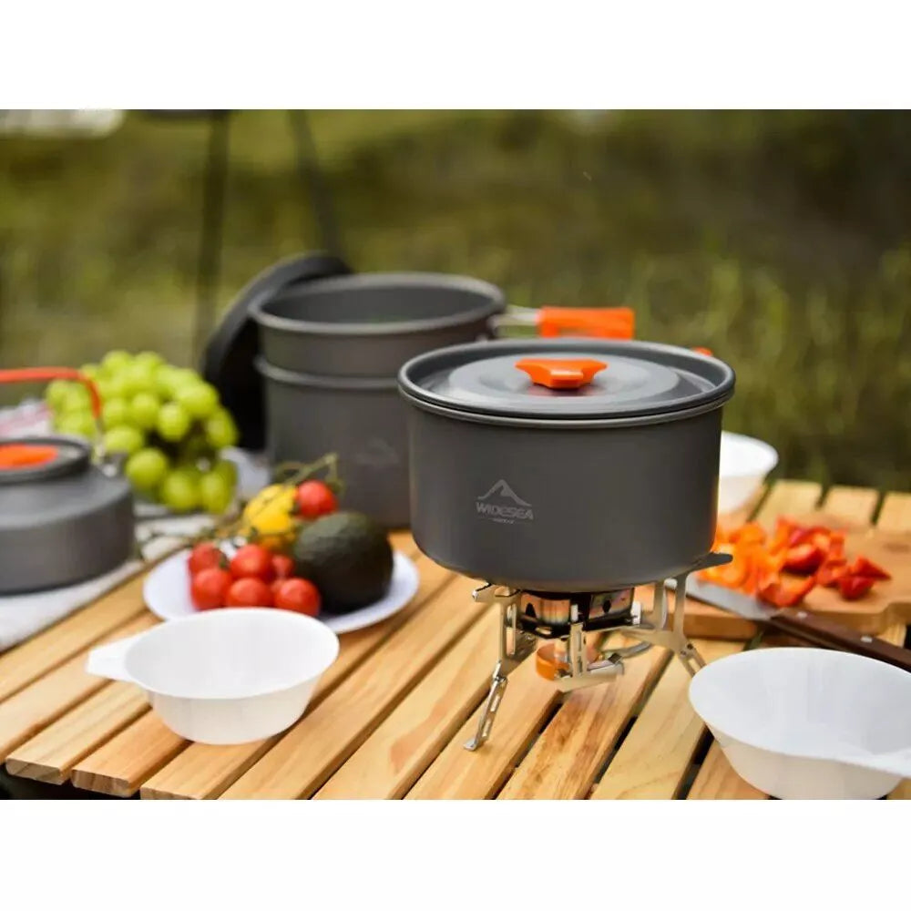 Tragbares Outdoor-Kochgeschirr-Set – Leichtes Camping- und Wandergeschirr mit Utensilien