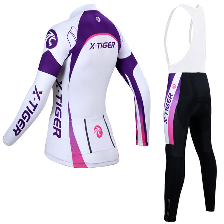 Spring and autumn women's long-sleeved cycling jersey suit - Blue Force Sports