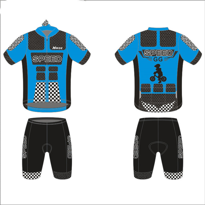 Long And Short-sleeved Thin Cycling Jersey With Balanced Wheels - Blue Force Sports