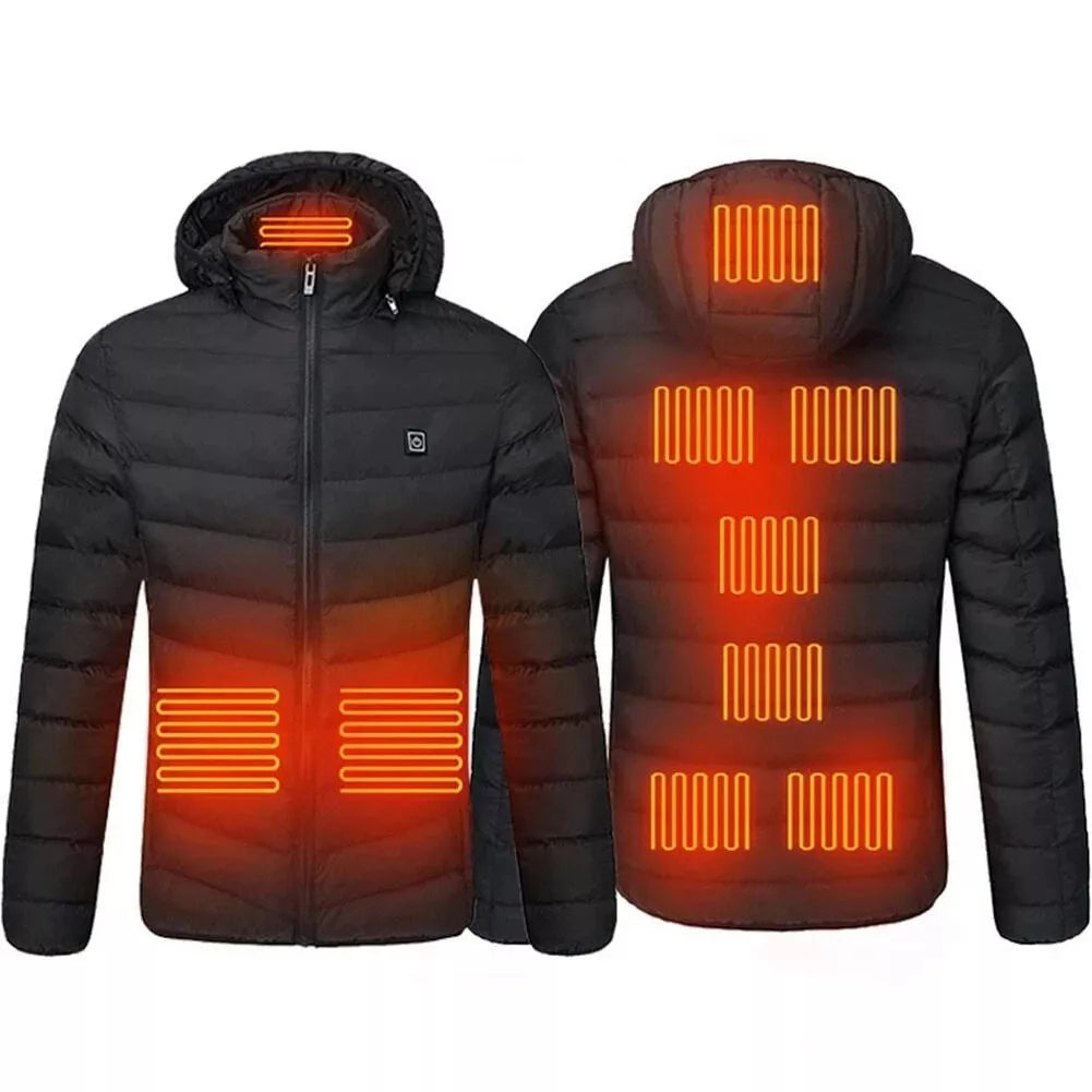 Elektrisch beheizte USB-Jacke für Herren mit 9 Heizzonen