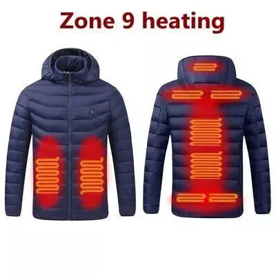 Elektrisch beheizte USB-Jacke für Herren mit 9 Heizzonen