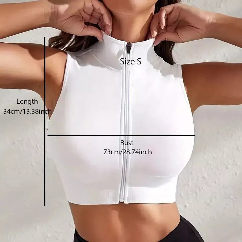 Atmungsaktives Yoga-Fitness-Set aus Nylon für Damen mit 2 Trägertops mit Reißverschluss