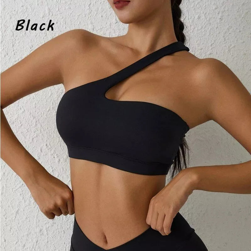 One-Shoulder High Stretch Sport-BH für Fitness & Yoga