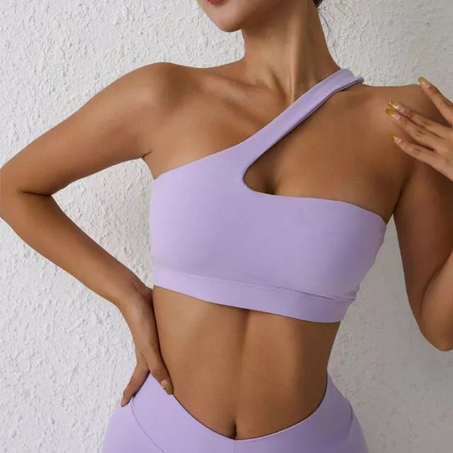 One-Shoulder High Stretch Sport-BH für Fitness & Yoga