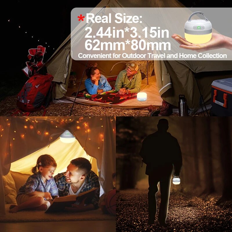 Wiederaufladbare mehrfarbige LED-Campinglaterne mit Powerbank und Notlicht