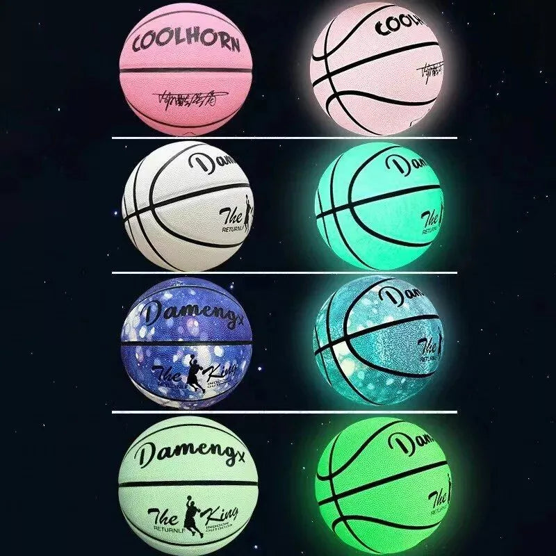 Balón de baloncesto reflectante que brilla en la oscuridad