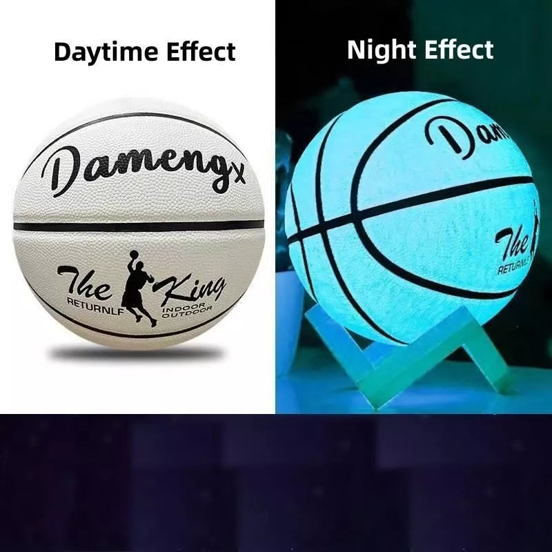Balón de baloncesto reflectante que brilla en la oscuridad