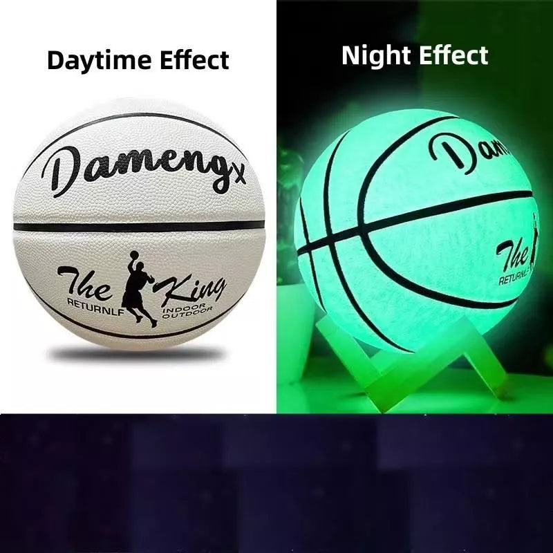Balón de baloncesto reflectante que brilla en la oscuridad