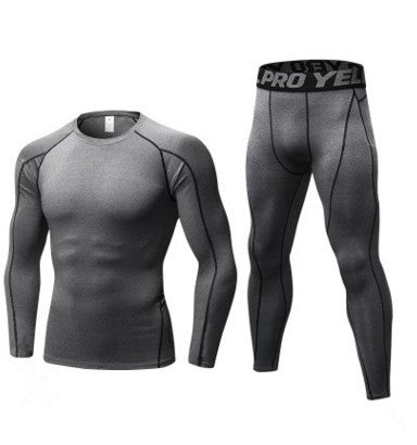 Men's Fitness Running Compression Training Suit Tights Long-sleeved Shirt Pants Leggings Sports Suit Fitness Sportswear - Blue Force Sports