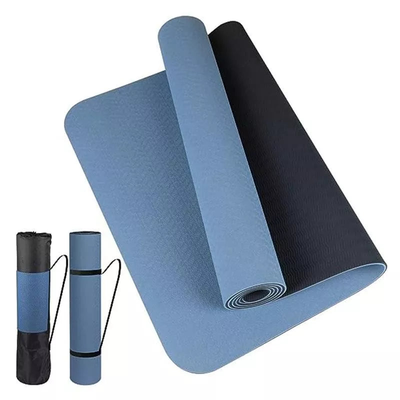 Hochwertige zweifarbige TPE-Yogamatte: Rutschfest, umweltfreundlich, extra dick für das Heimfitness