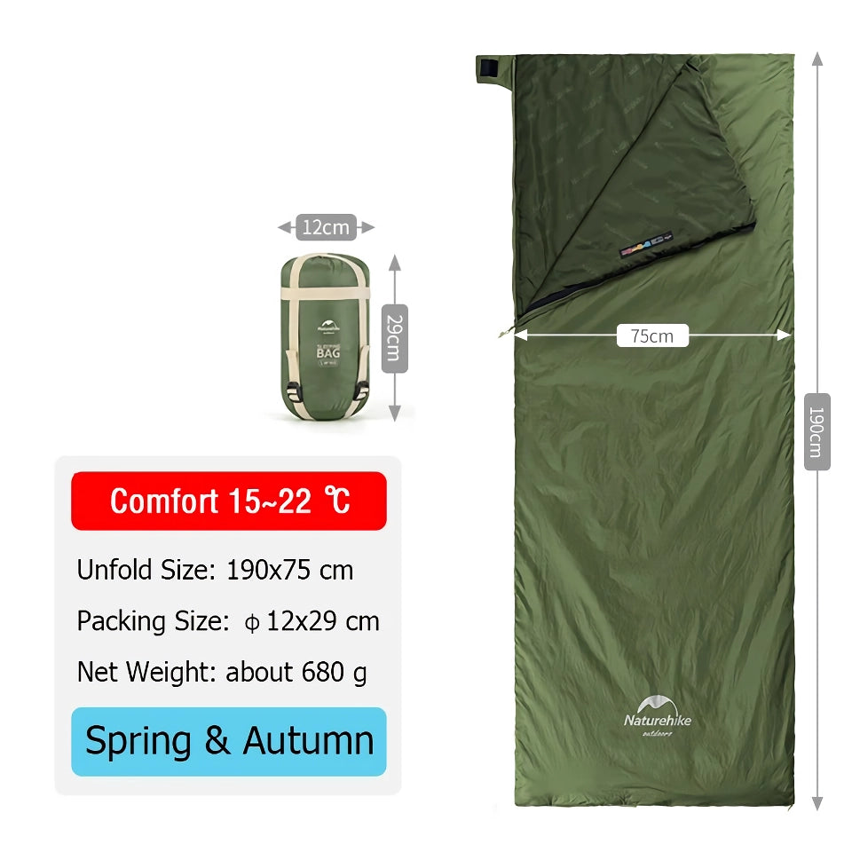 Lightweight Envelope Sleeping Bag for Mild-Weather Camping