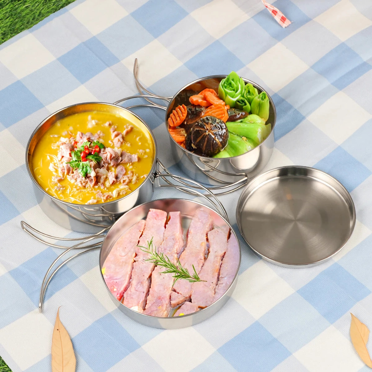 Camping-Kochgeschirr-Set aus Edelstahl