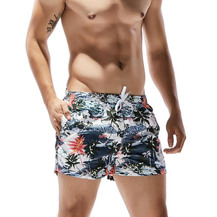 Men's Beach Pants Coconut Print Quick-dry Pants Fashion Casual Shorts - Blue Force Sports