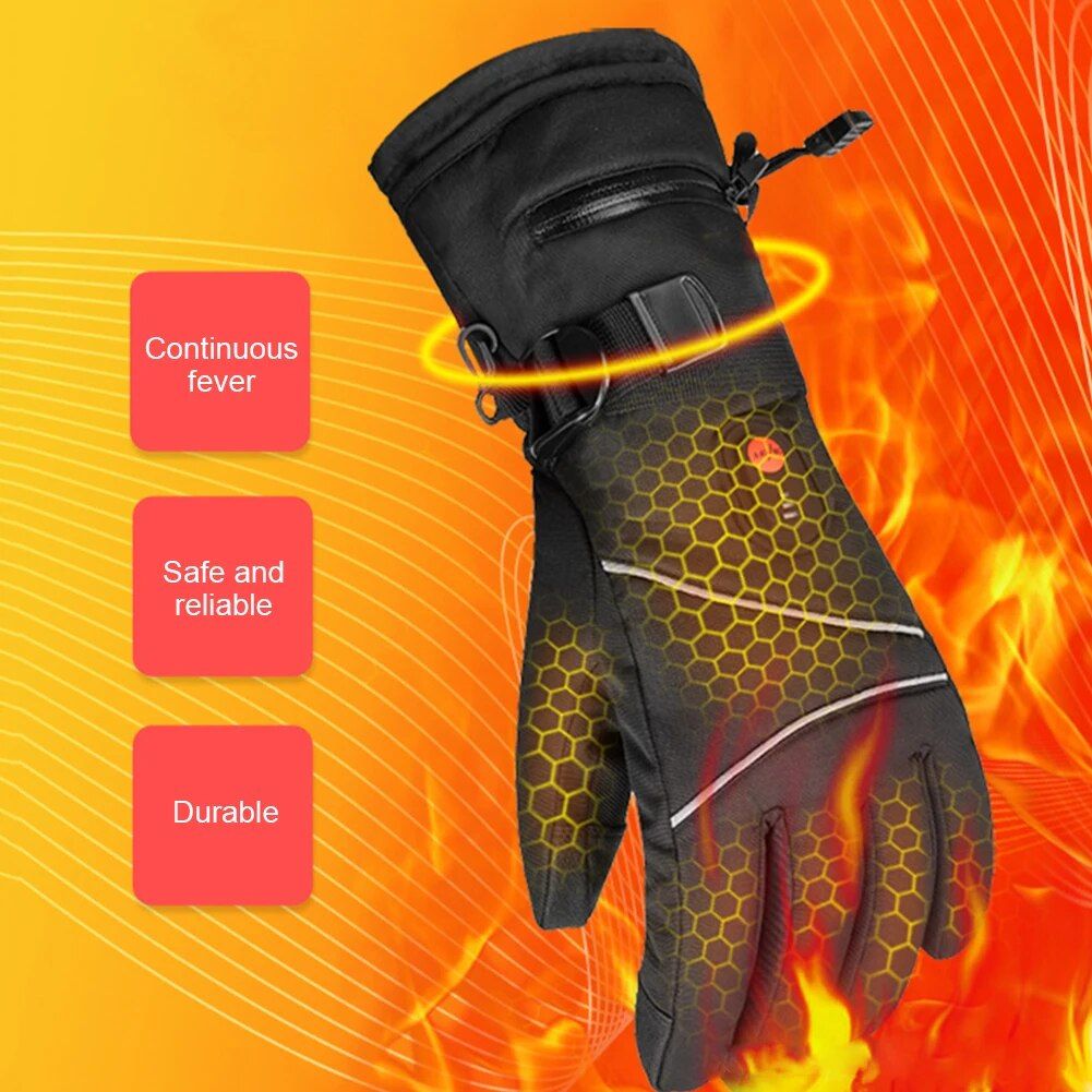 Guantes eléctricos calefactables, resistentes al agua y al viento, con pantalla táctil