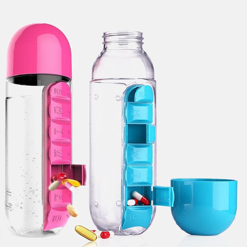 Organizador de botellas de agua 2 en 1 para medicamentos de 600 ml
