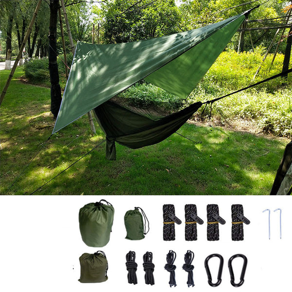 Portable Camping Hammock With Mosquito Net And Awning - Blue Force Sports
