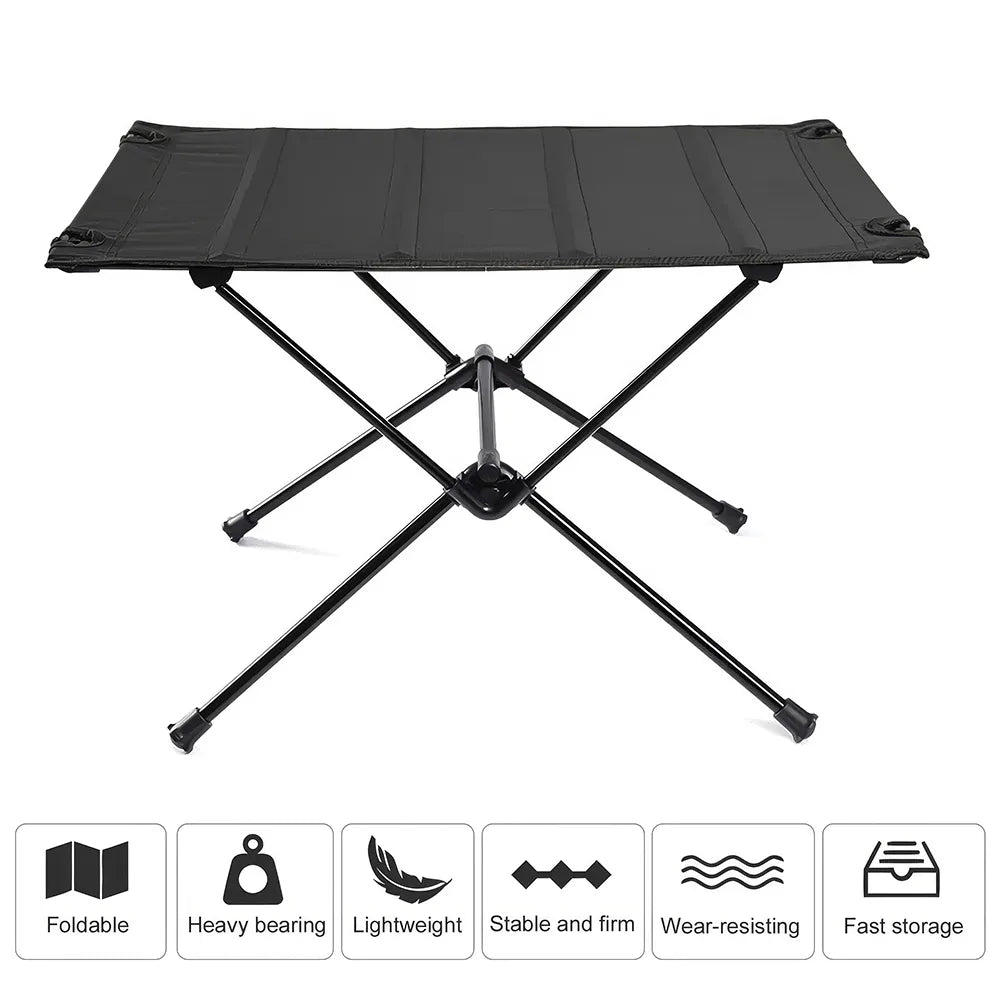 Elemento esencial para la aventura al aire libre: mesa de camping plegable y portátil