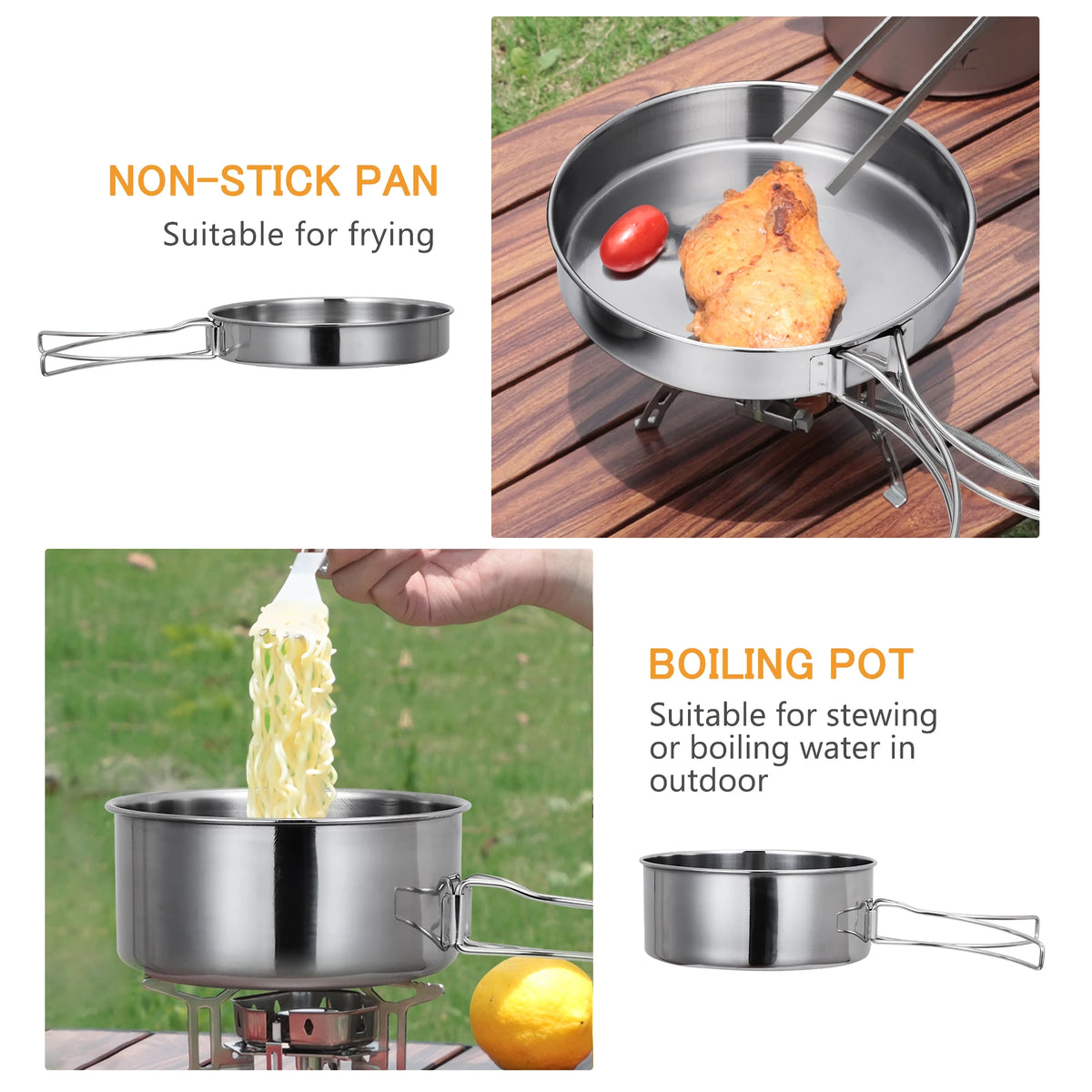 Camping-Kochgeschirr-Set aus Edelstahl