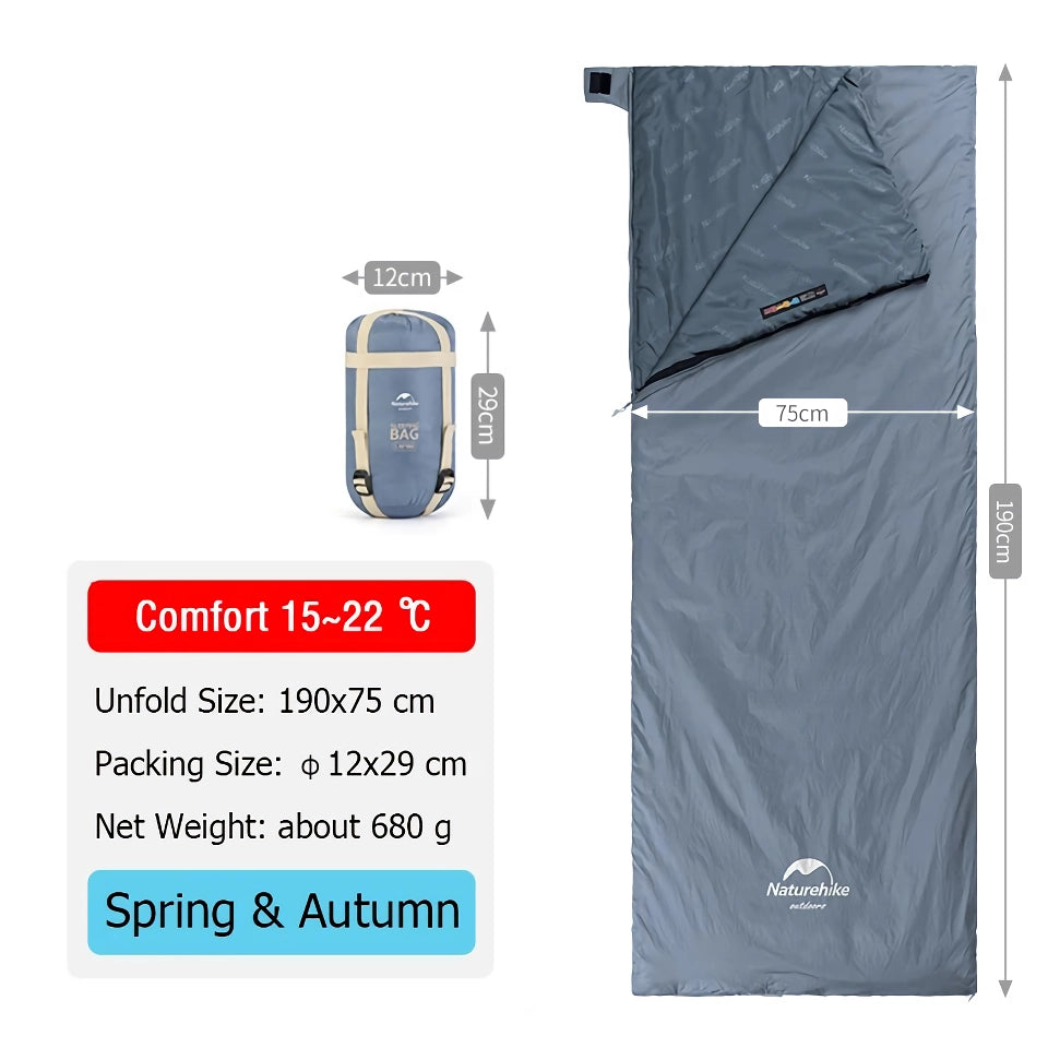 Lightweight Envelope Sleeping Bag for Mild-Weather Camping
