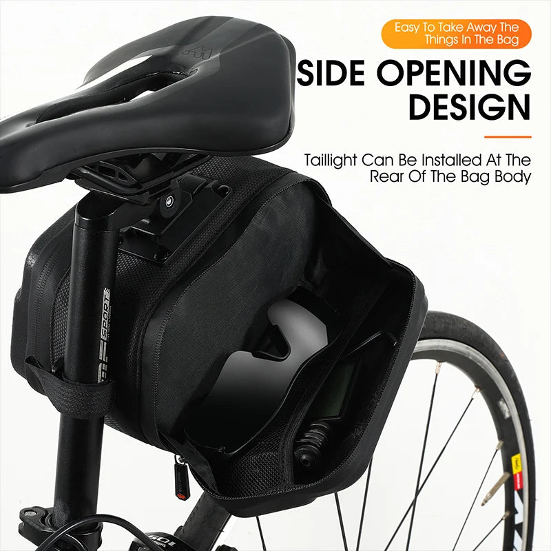 Bolsa rígida impermeable para sillín de bicicleta con cierre rápido