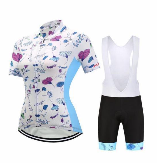 Short-Sleeved Bib Cycling Clothes Suit Bicycle Moisture Wicking Outdoor Clothes - Blue Force Sports