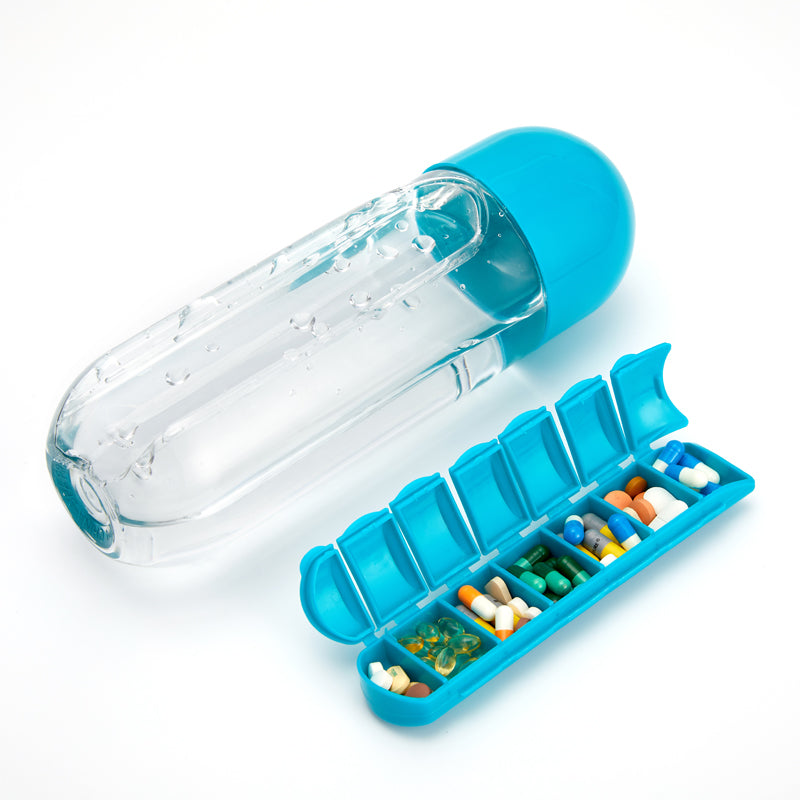 Organizador de botellas de agua 2 en 1 para medicamentos de 600 ml